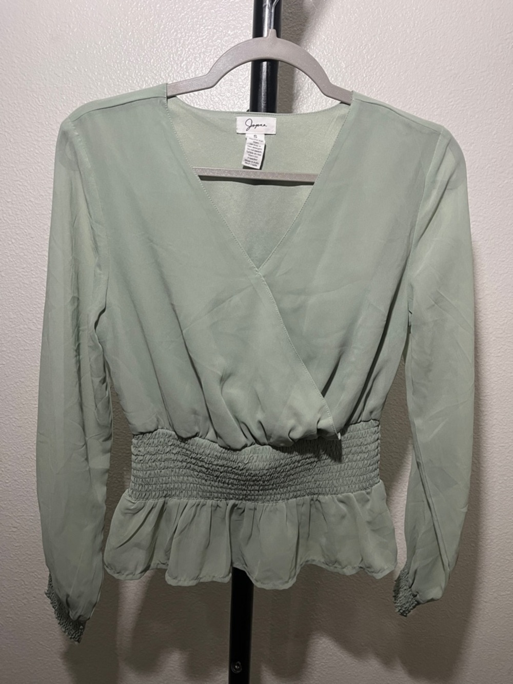 Sage Green Wrap Blouse